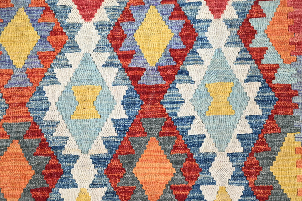 Maimana Kilim Afghan Rug – Rustic Lattice