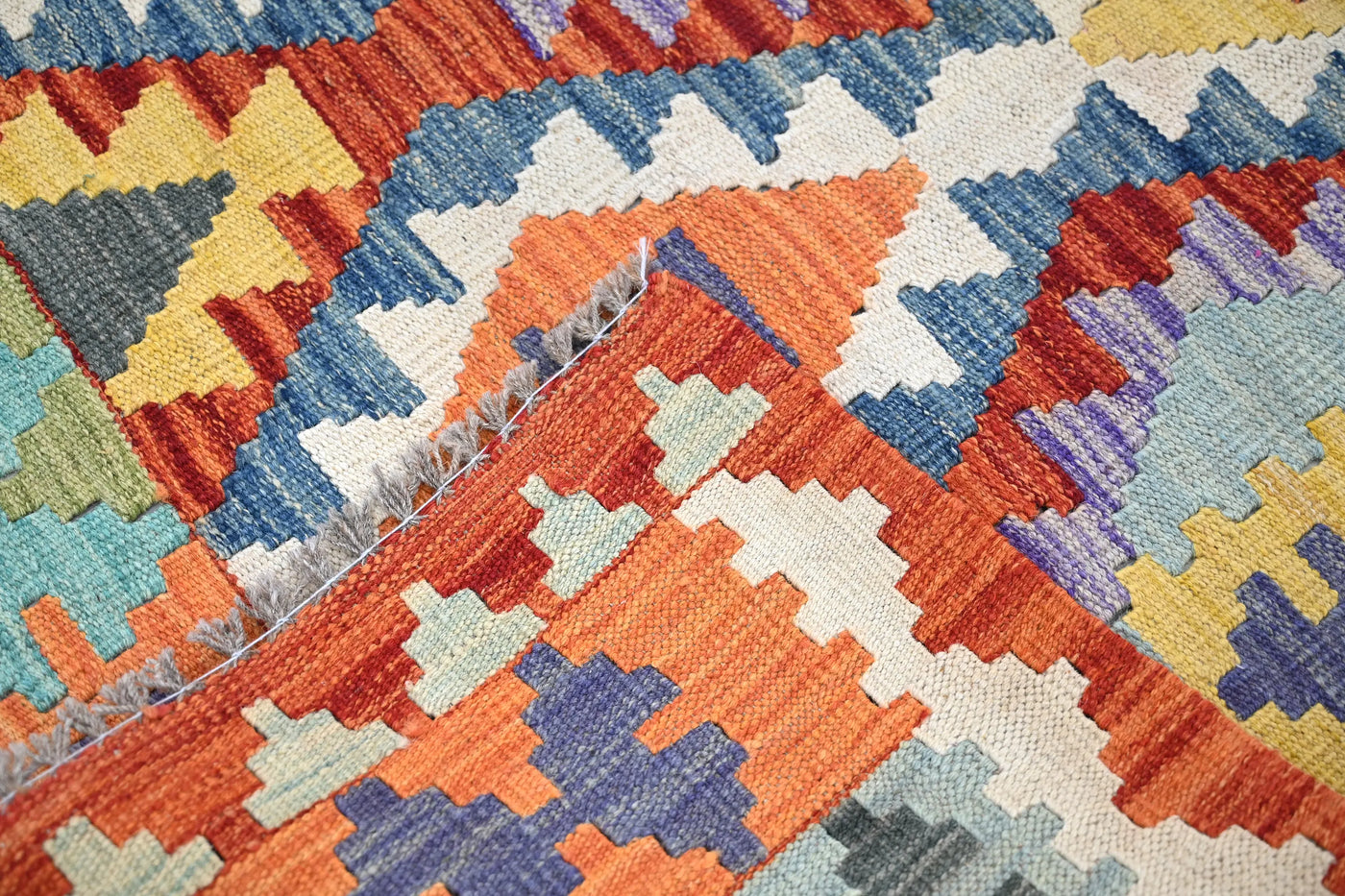 Maimana Kilim Afghan Rug – Rustic Lattice