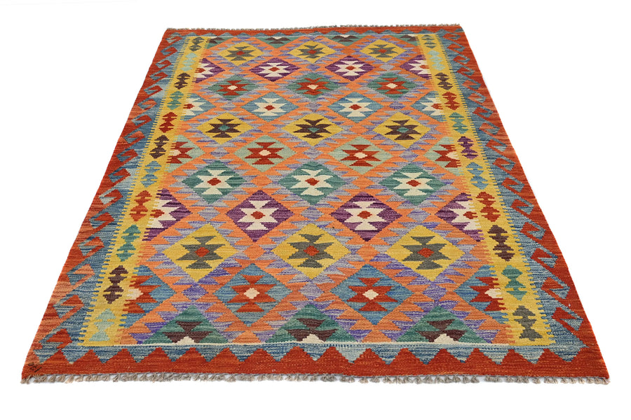 Maimana Kilim Afghan Rug – Amber Medallion