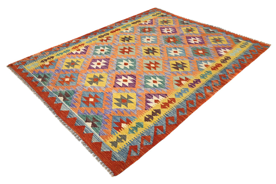 Maimana Kilim Afghan Rug – Amber Medallion