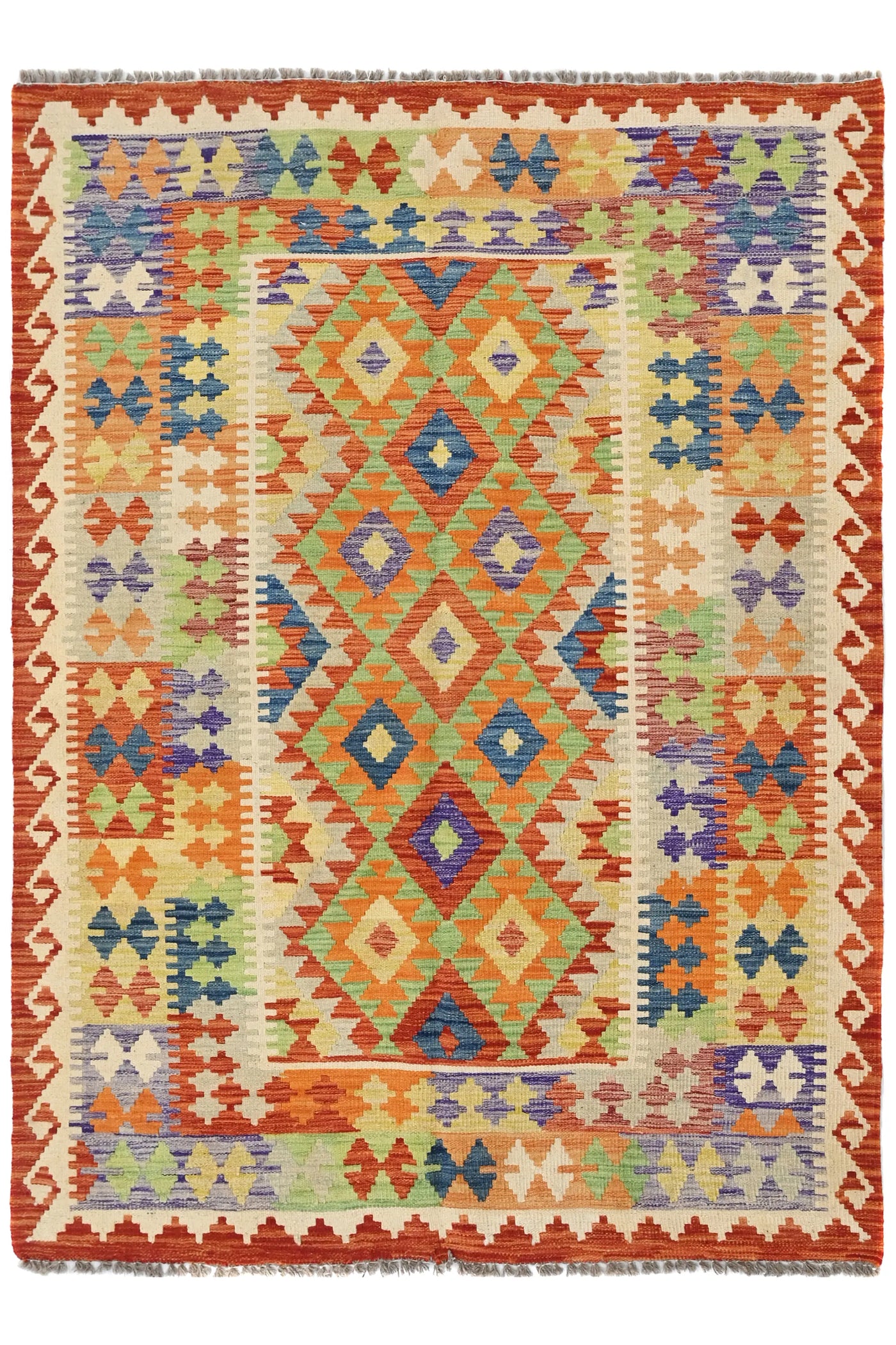 Maimana Kilim Afghan Rug – Earthy Chevron