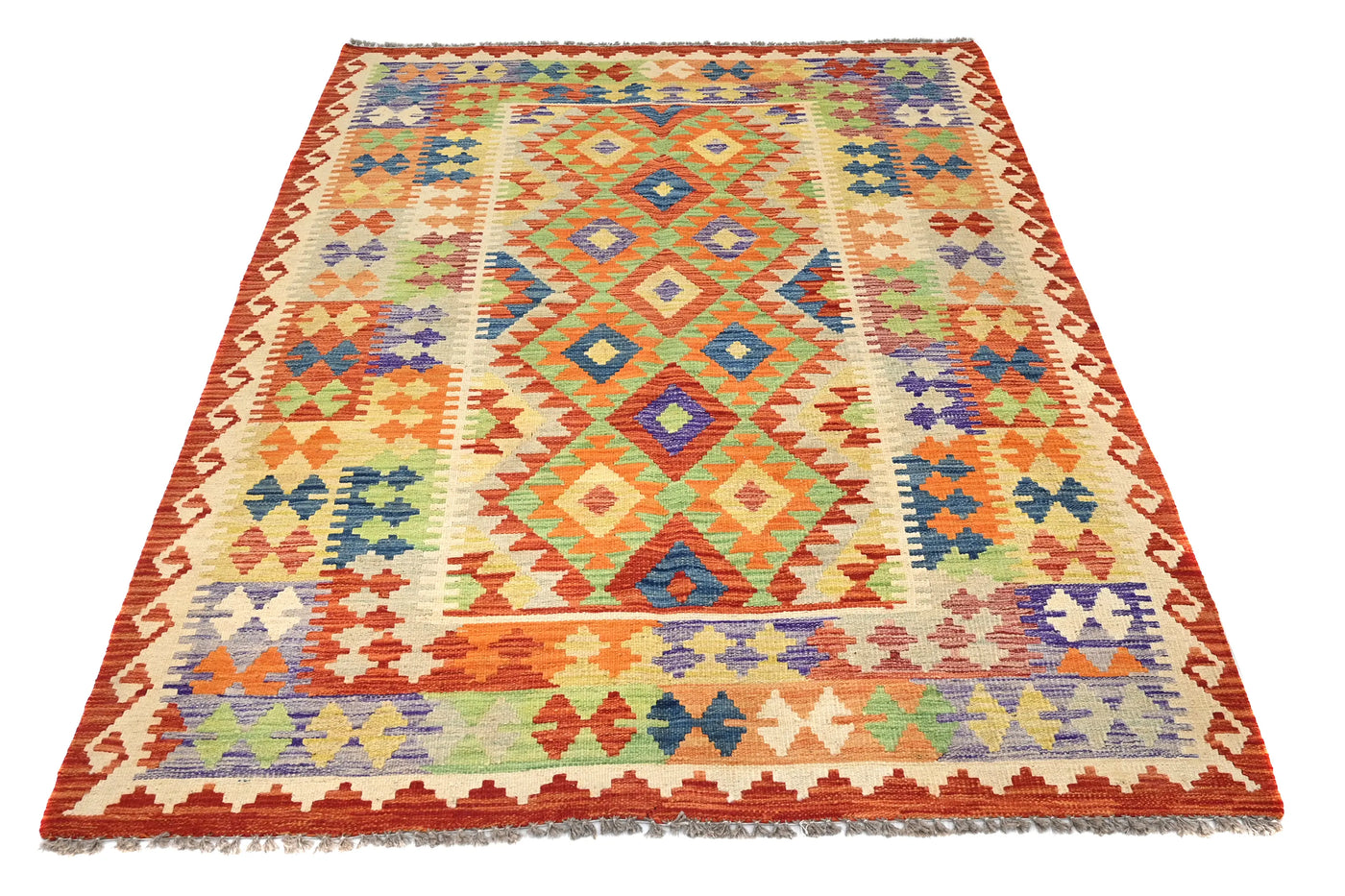 Maimana Kilim Afghan Rug – Earthy Chevron
