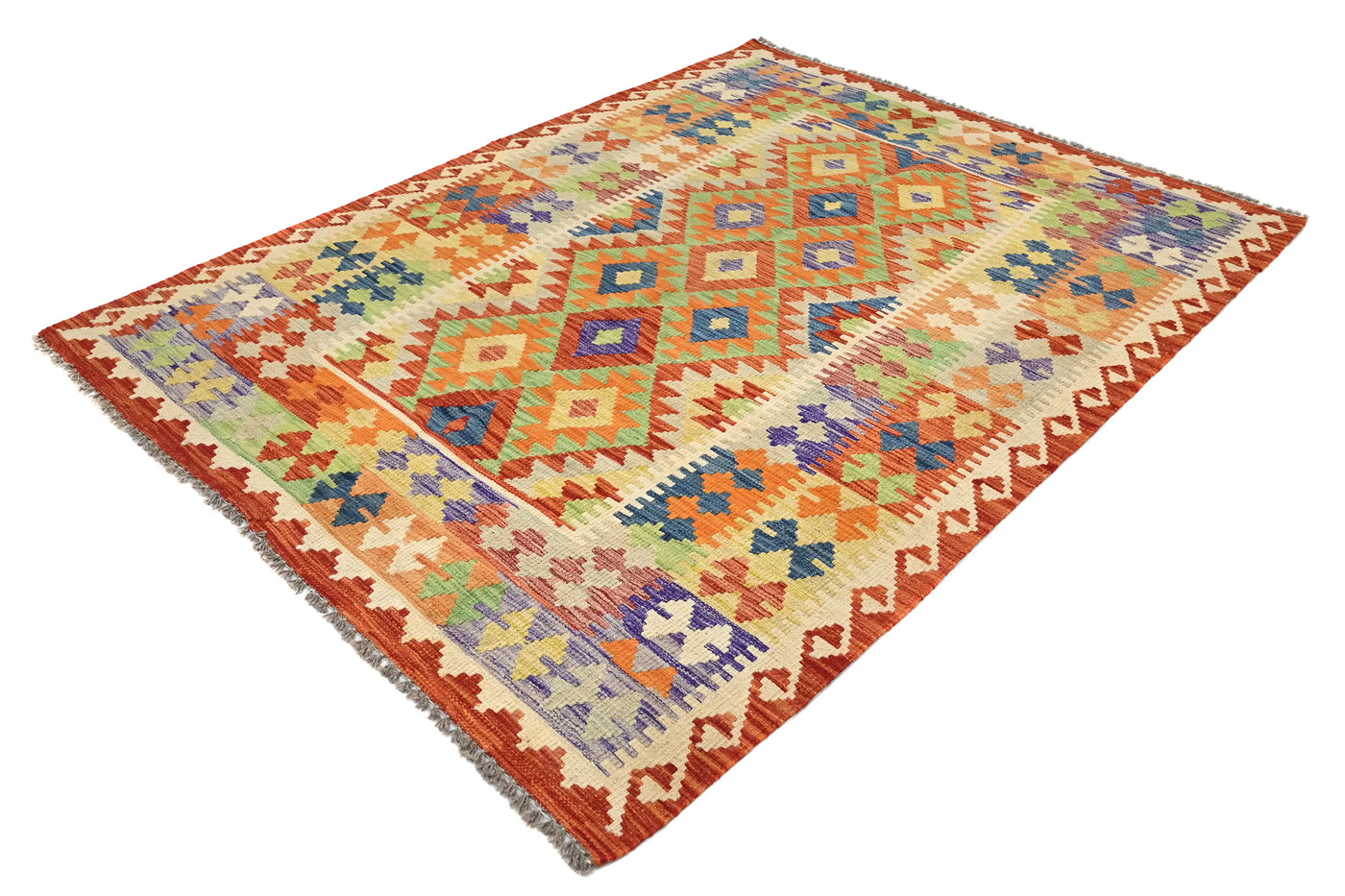 Maimana Kilim Afghan Rug – Earthy Chevron