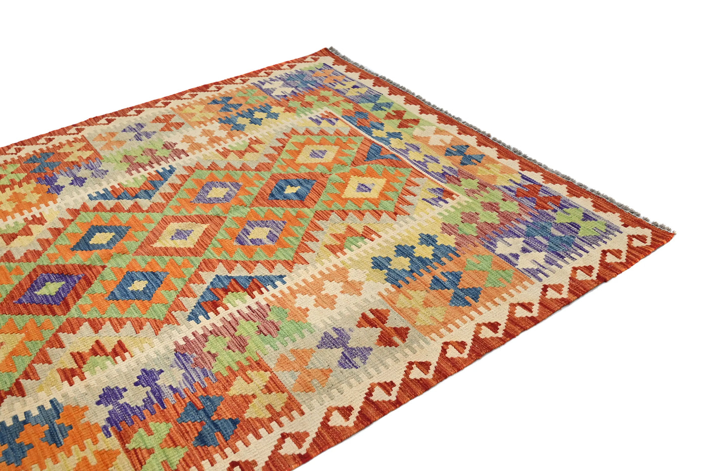 Maimana Kilim Afghan Rug – Earthy Chevron
