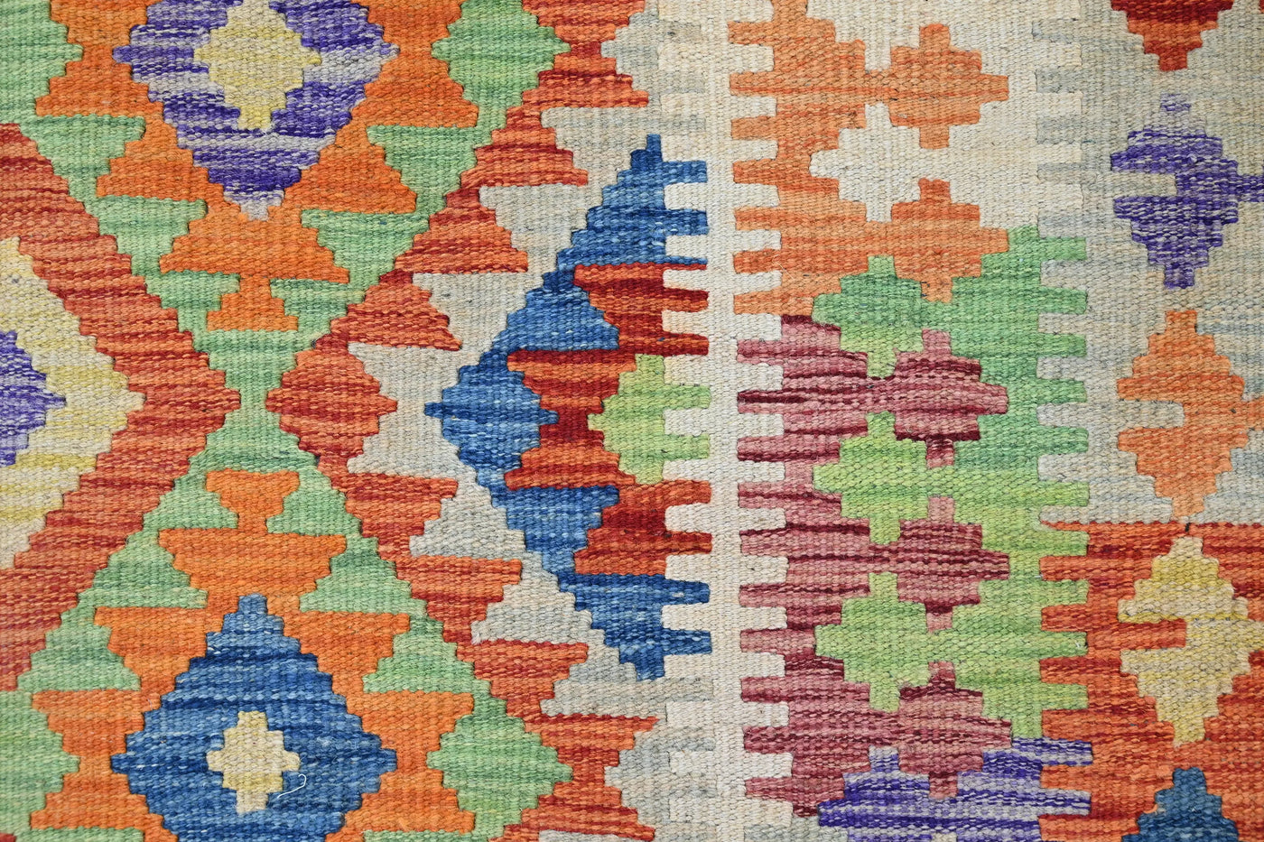 Maimana Kilim Afghan Rug – Earthy Chevron