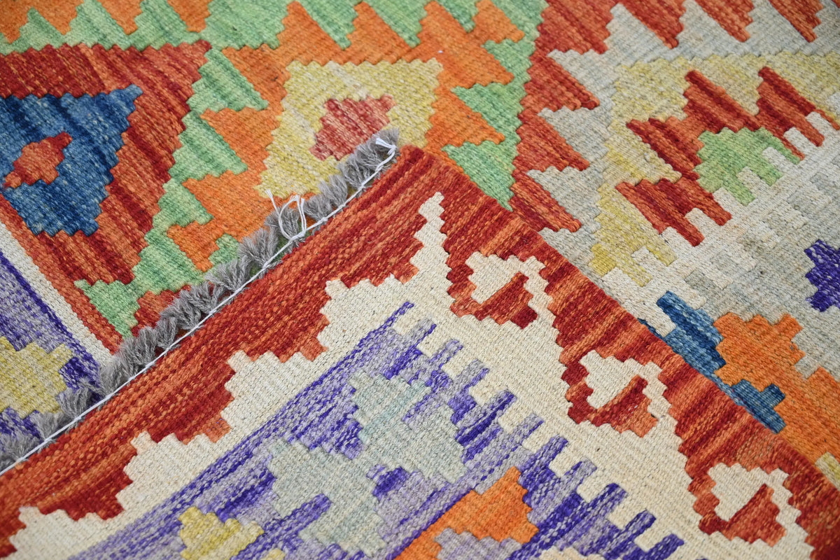 Maimana Kilim Afghan Rug – Earthy Chevron