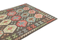 Maimana Kilim Afghan Rug – Charcoal Hexagon