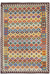 Maimana Kilim Afghan Rug – Prism Diamond