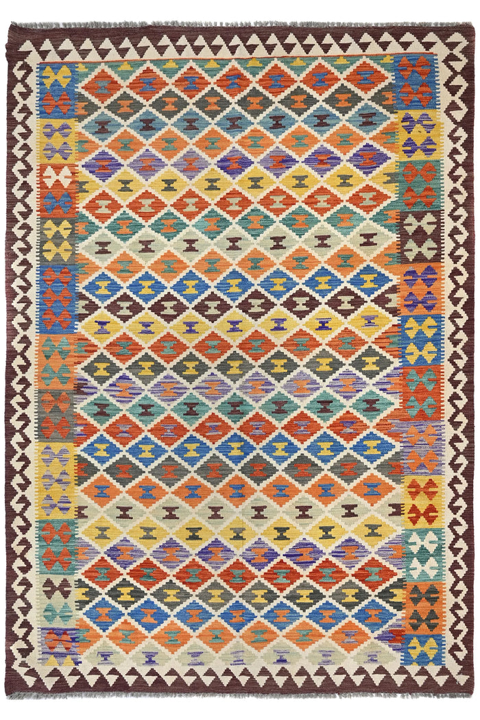 Maimana Kilim Afghan Rug – Prism Diamond