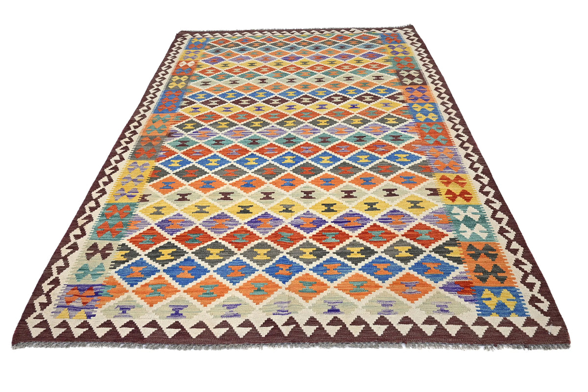 Maimana Kilim Afghan Rug – Prism Diamond