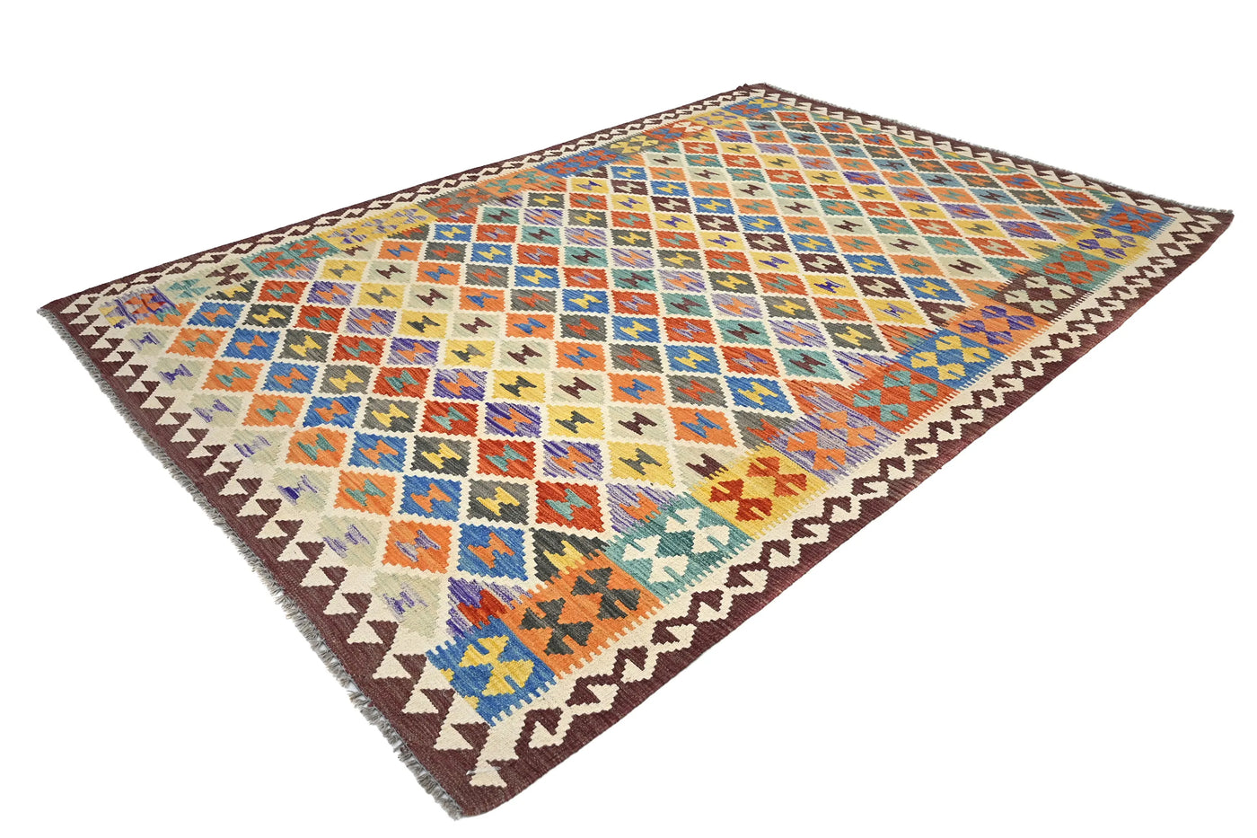 Maimana Kilim Afghan Rug – Prism Diamond