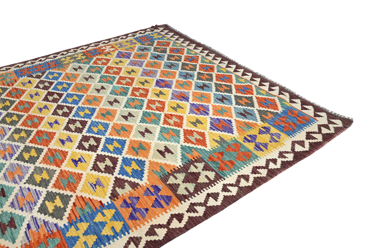 Maimana Kilim Afghan Rug – Prism Diamond