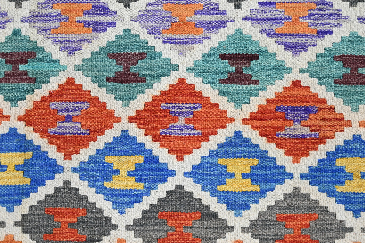 Maimana Kilim Afghan Rug – Prism Diamond