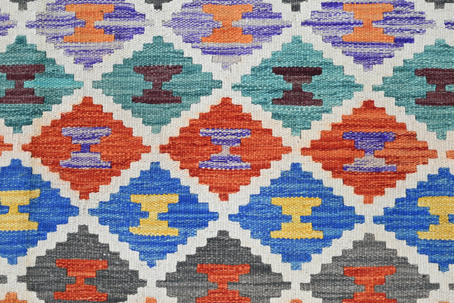 Maimana Kilim Afghan Rug – Prism Diamond