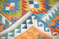 Maimana Kilim Afghan Rug – Azure Lattice
