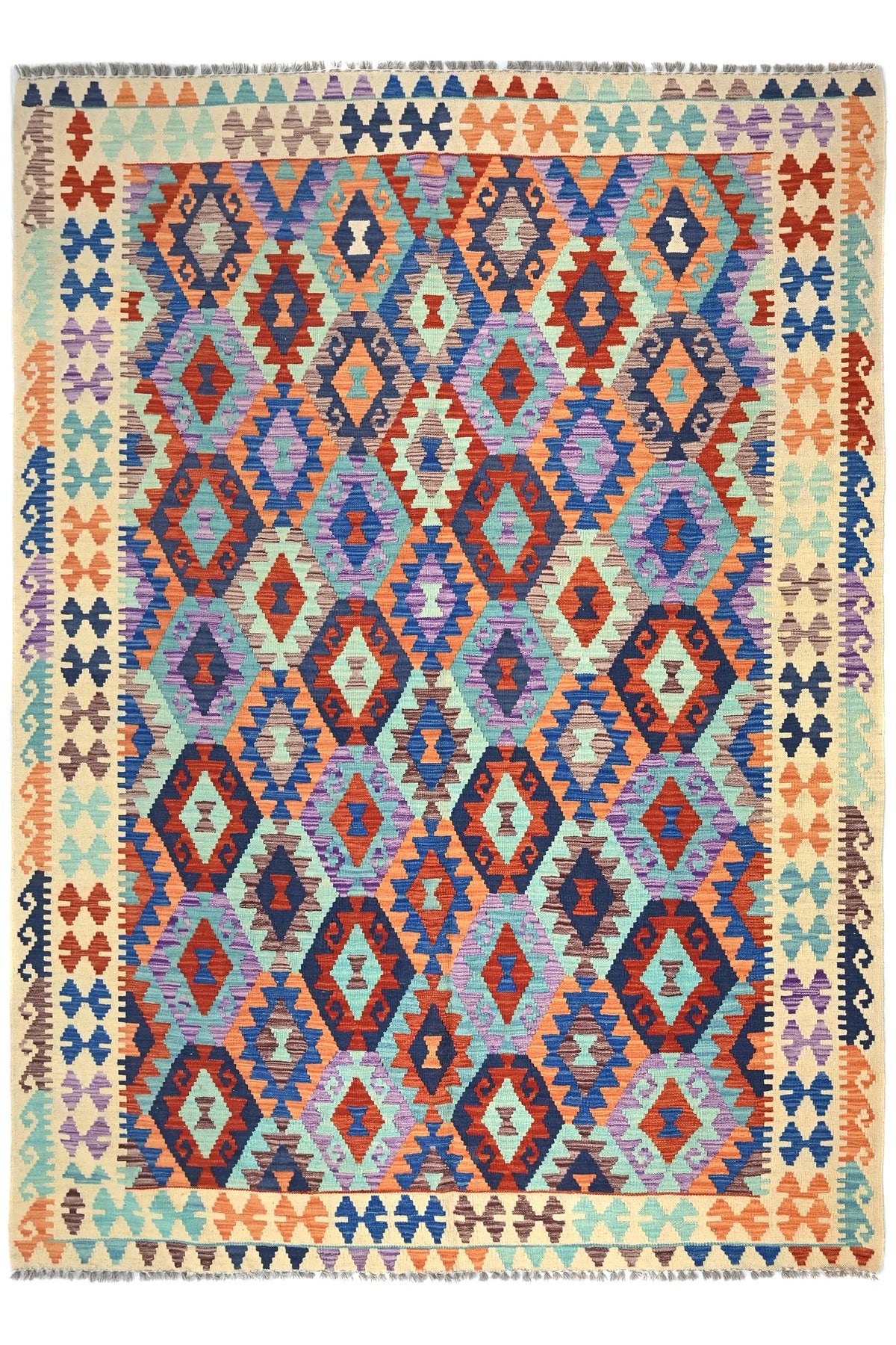 Maimana Kilim Afghan Rug – Indigo Diamond