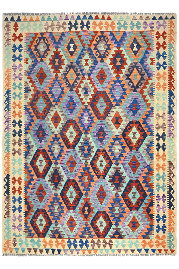 Maimana Kilim Afghan Rug – Indigo Diamond