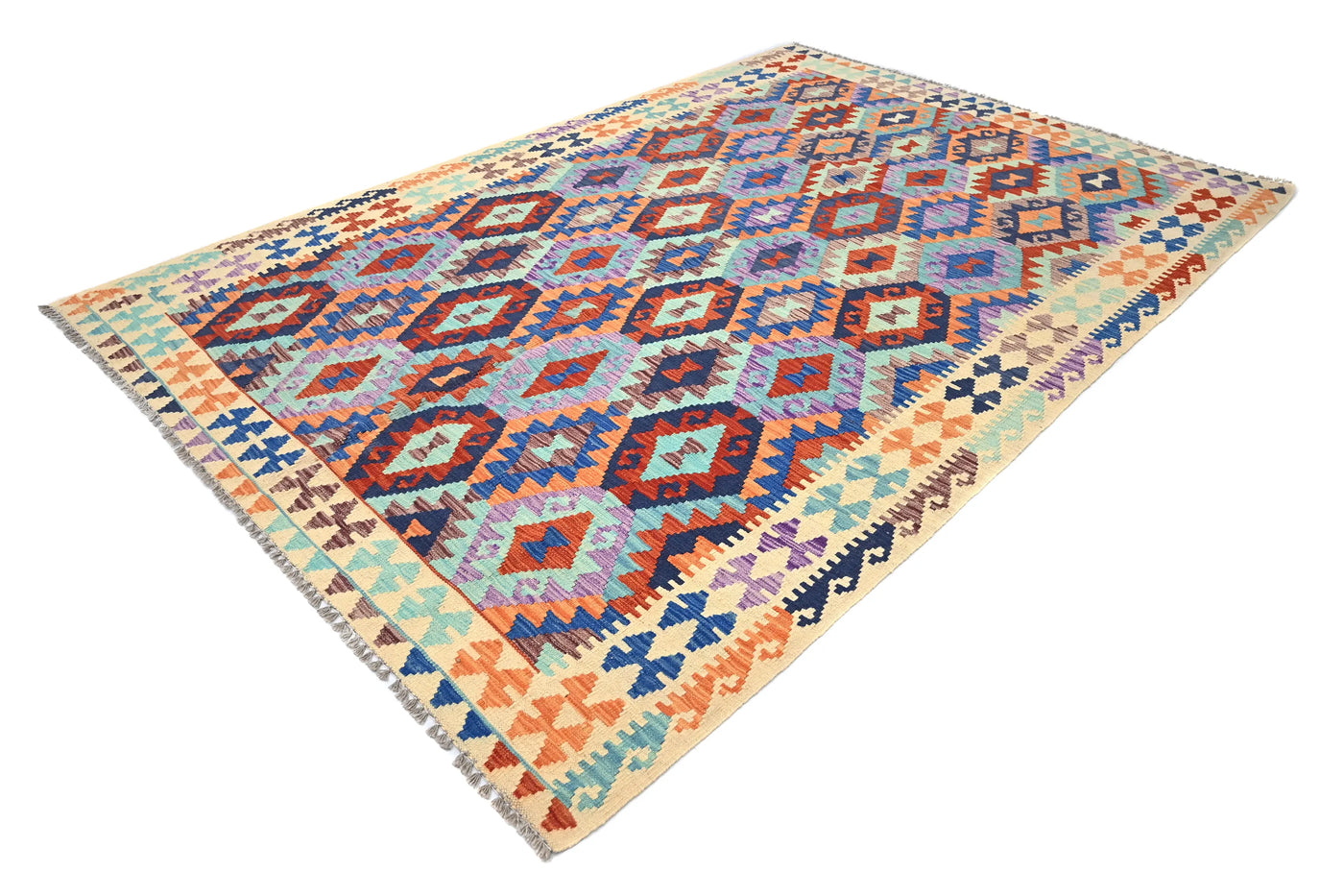 Maimana Kilim Afghan Rug – Indigo Diamond