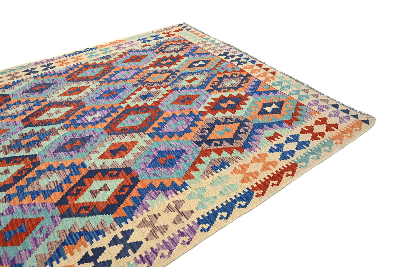 Maimana Kilim Afghan Rug – Indigo Diamond