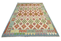 Maimana Kilim Afghan Rug – Sage Lattice
