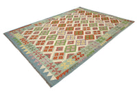 Maimana Kilim Afghan Rug – Sage Lattice