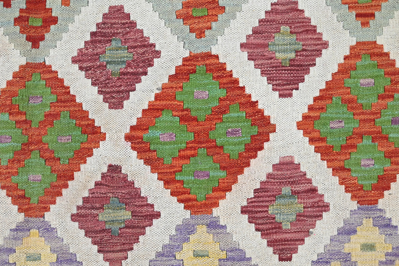 Maimana Kilim Afghan Rug – Sage Lattice