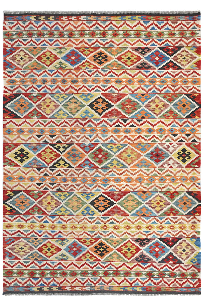 Maimana Kilim Afghan Rug – Chevron Band