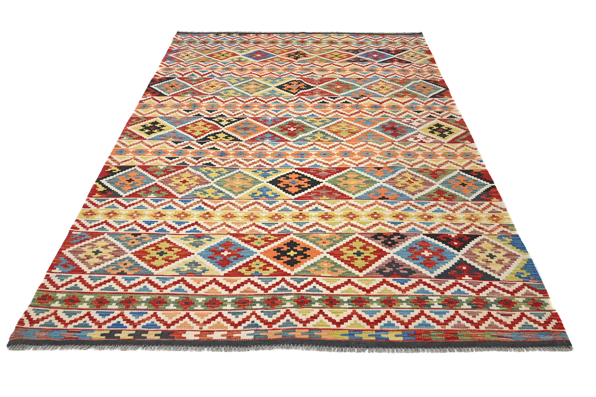 Maimana Kilim Afghan Rug – Chevron Band