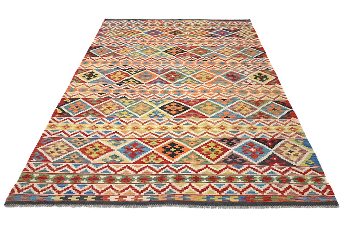 Maimana Kilim Afghan Rug – Chevron Band