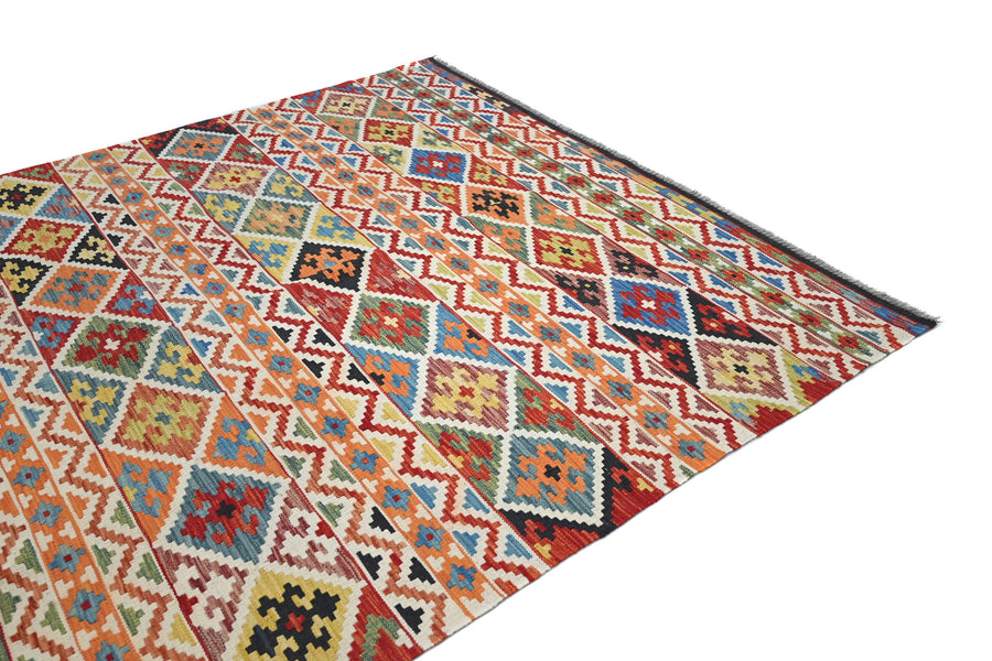 Maimana Kilim Afghan Rug – Chevron Band