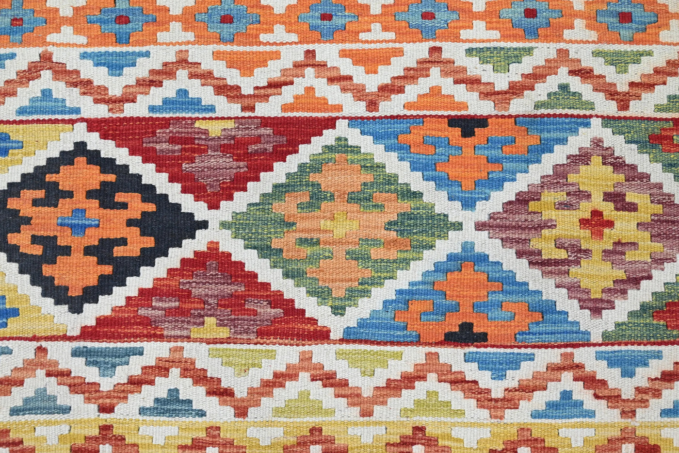 Maimana Kilim Afghan Rug – Chevron Band