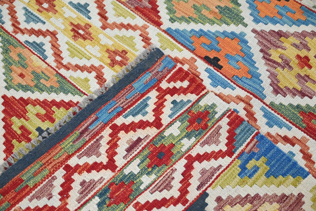 Maimana Kilim Afghan Rug – Chevron Band
