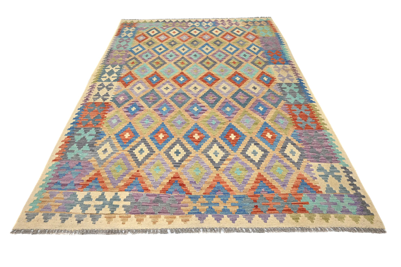 Maimana Kilim Afghan Rug – Pastel Prism