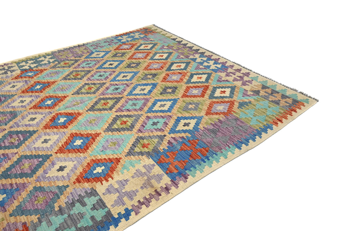 Maimana Kilim Afghan Rug – Pastel Prism