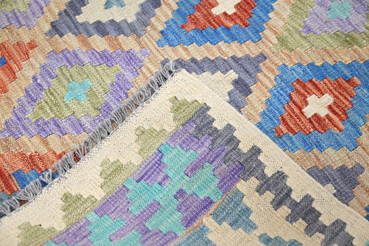 Maimana Kilim Afghan Rug – Pastel Prism