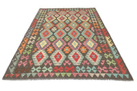 Maimana Kilim Afghan Rug – Charcoal Earth