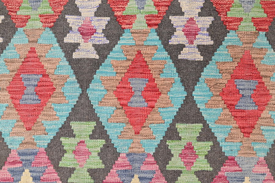 Maimana Kilim Afghan Rug – Charcoal Earth