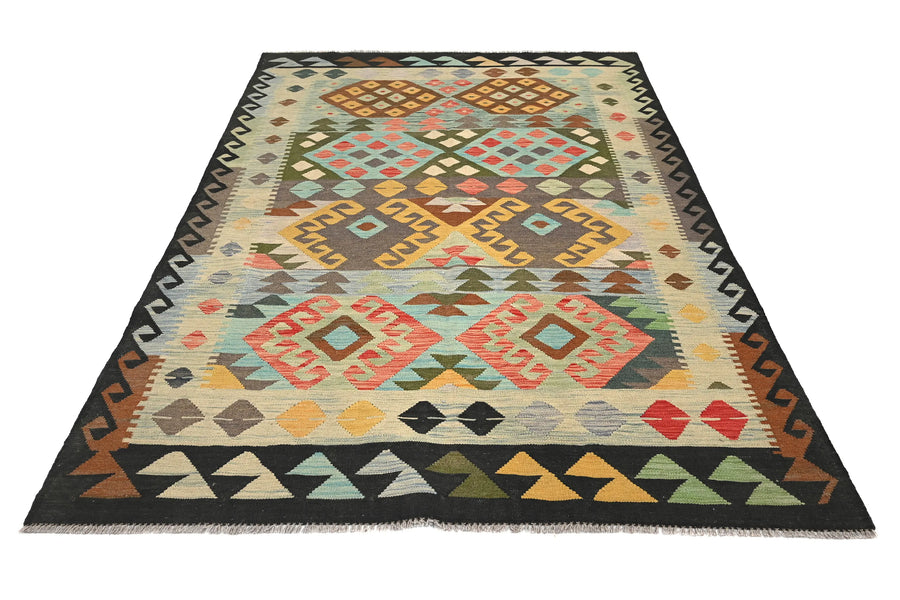 Maimana Kilim Afghan Rug – Earthy Horizon