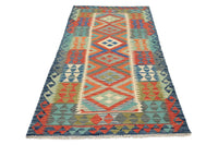 Maimana Kilim Afghan Rug – Azure Diamond