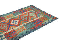 Maimana Kilim Afghan Rug – Azure Diamond