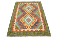 Maimana Kilim Afghan Rug – Sage Diamond