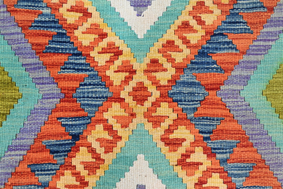 Maimana Kilim Afghan Rug – Sage Diamond