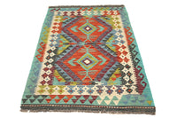 Maimana Kilim Afghan Rug – Turquoise Medallion