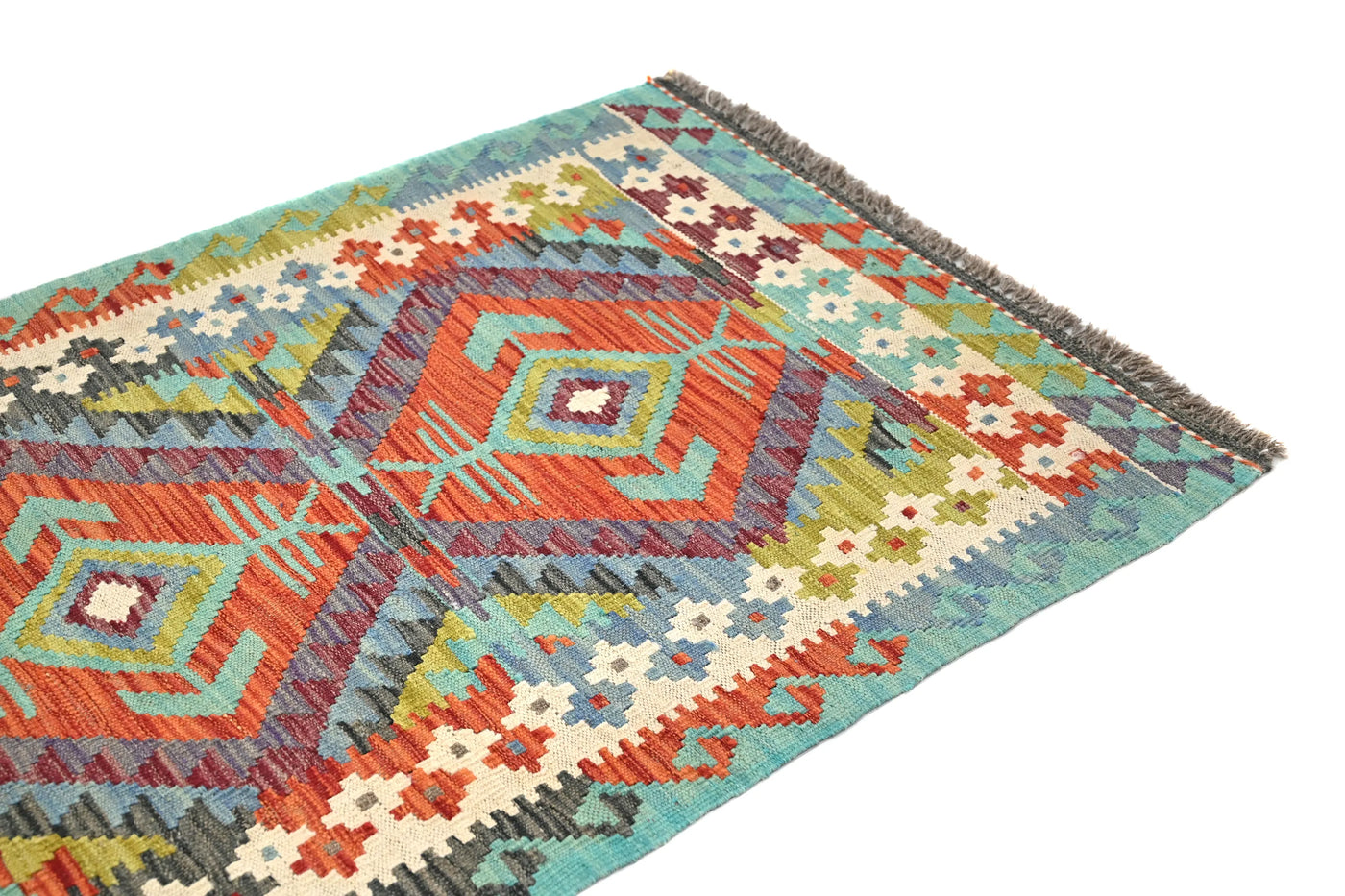 Maimana Kilim Afghan Rug – Turquoise Medallion