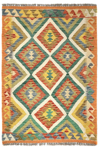 Maimana Kilim Afghan Rug – Ochre Diamond
