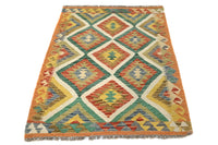 Maimana Kilim Afghan Rug – Ochre Diamond