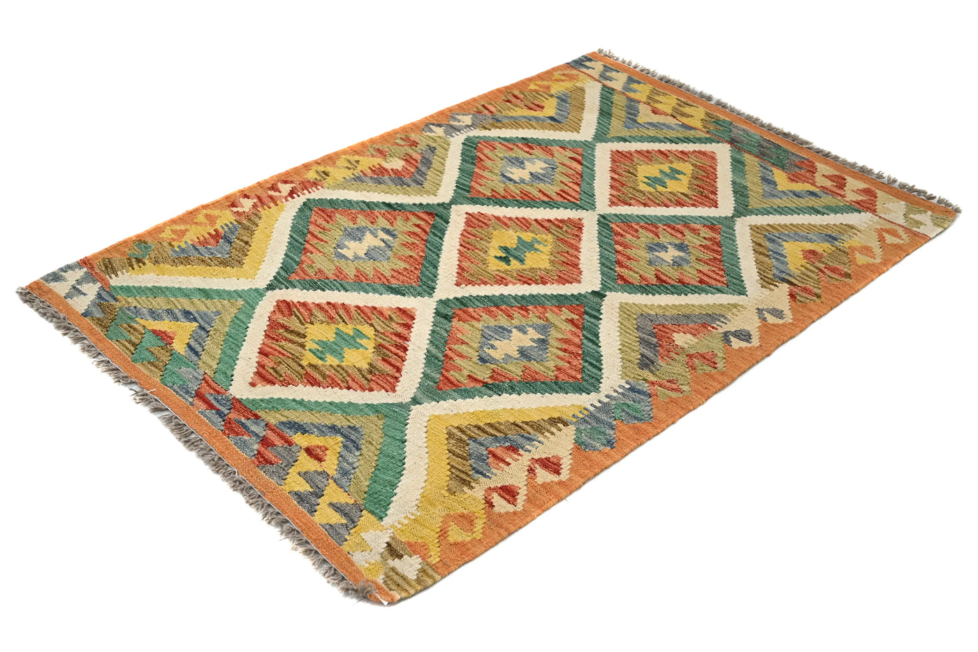 Maimana Kilim Afghan Rug – Ochre Diamond