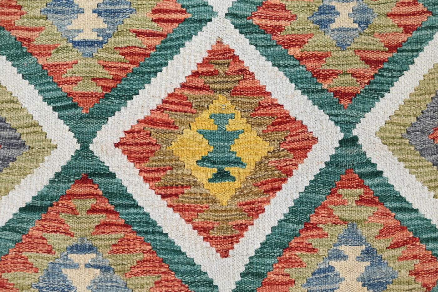 Maimana Kilim Afghan Rug – Ochre Diamond