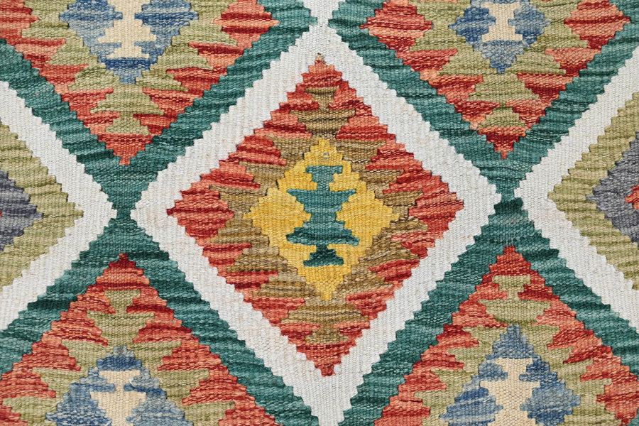 Maimana Kilim Afghan Rug – Ochre Diamond