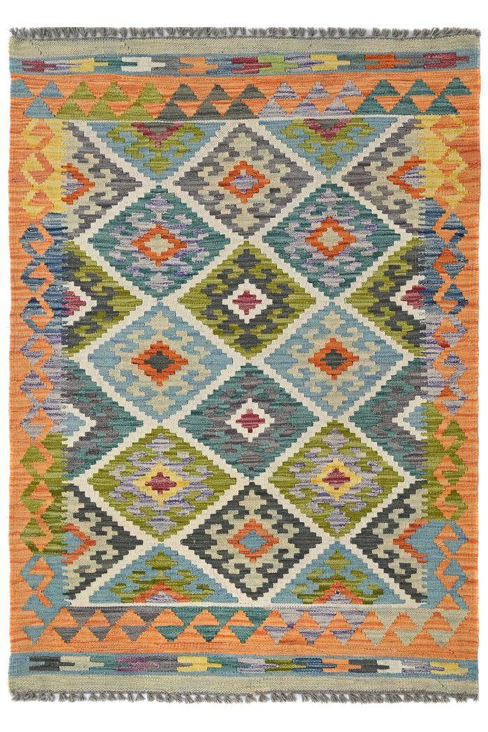 Maimana Kilim Afghan Rug – Apricot Diamond
